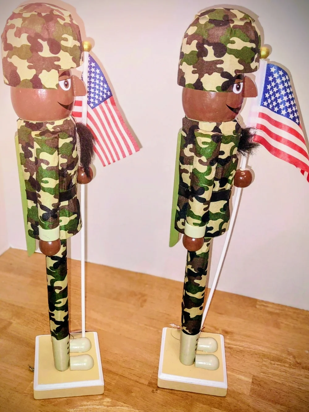 Ashland Camouflage Soldier Nutcracker with American Flag - Green, Brown, Tan - Picture 3 of 3